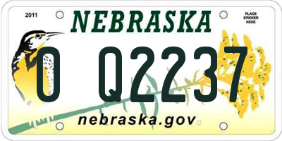NE license plate 0Q2237