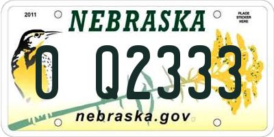 NE license plate 0Q2333
