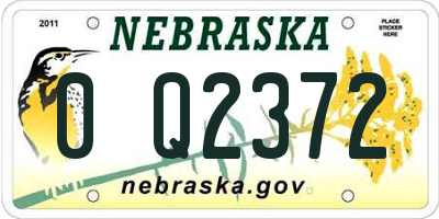 NE license plate 0Q2372