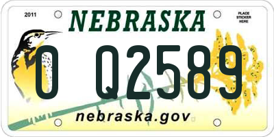 NE license plate 0Q2589