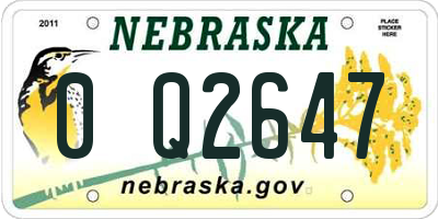 NE license plate 0Q2647
