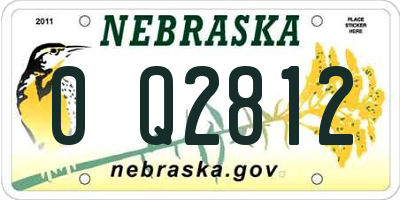 NE license plate 0Q2812