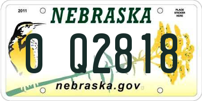 NE license plate 0Q2818