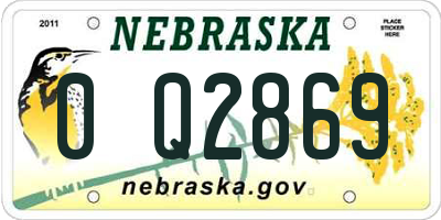 NE license plate 0Q2869