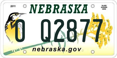 NE license plate 0Q2877