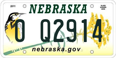 NE license plate 0Q2914