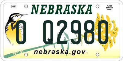 NE license plate 0Q2980