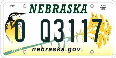 NE license plate 0Q3117