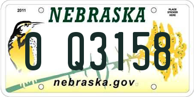 NE license plate 0Q3158