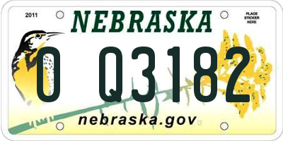 NE license plate 0Q3182