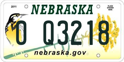 NE license plate 0Q3218