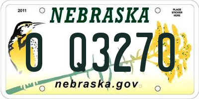 NE license plate 0Q3270