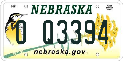 NE license plate 0Q3394
