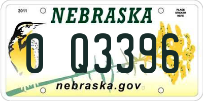 NE license plate 0Q3396