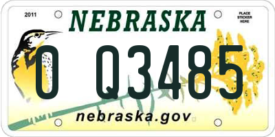 NE license plate 0Q3485