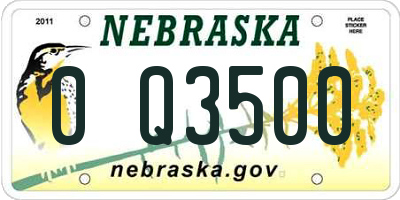 NE license plate 0Q3500