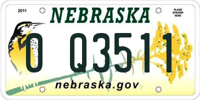 NE license plate 0Q3511