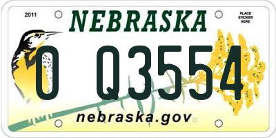 NE license plate 0Q3554