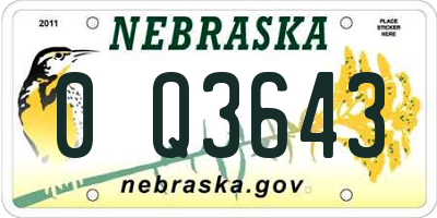 NE license plate 0Q3643