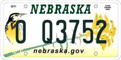 NE license plate 0Q3752