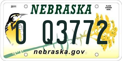 NE license plate 0Q3772