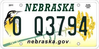 NE license plate 0Q3794