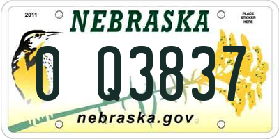 NE license plate 0Q3837