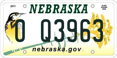 NE license plate 0Q3963