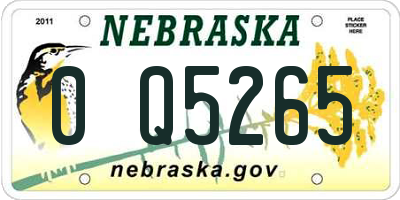 NE license plate 0Q5265