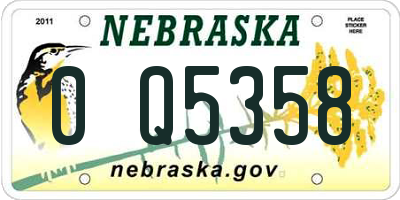 NE license plate 0Q5358
