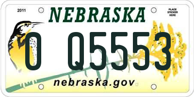 NE license plate 0Q5553