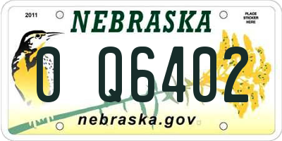 NE license plate 0Q6402