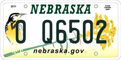 NE license plate 0Q6502