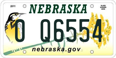 NE license plate 0Q6554