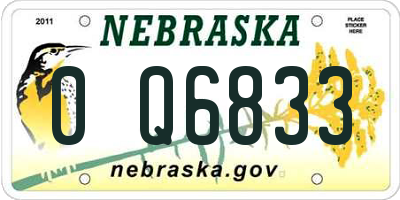NE license plate 0Q6833
