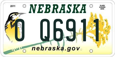 NE license plate 0Q6911