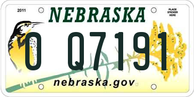 NE license plate 0Q7191