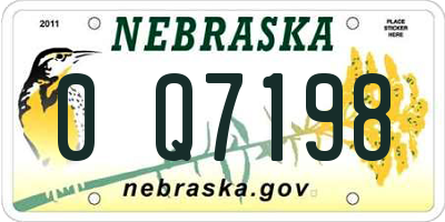 NE license plate 0Q7198
