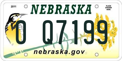 NE license plate 0Q7199