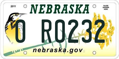 NE license plate 0R0232