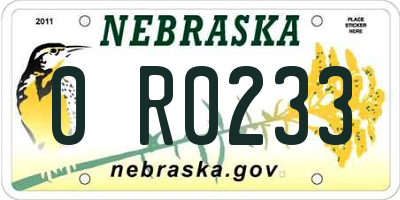 NE license plate 0R0233