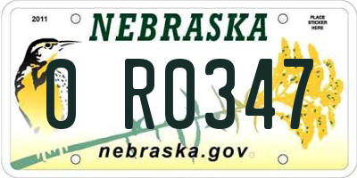 NE license plate 0R0347