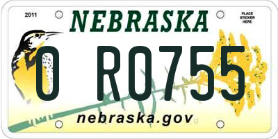 NE license plate 0R0755