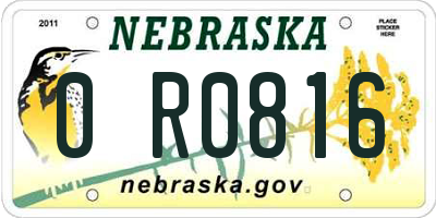 NE license plate 0R0816