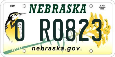 NE license plate 0R0823