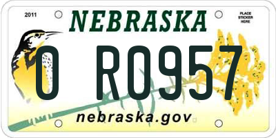 NE license plate 0R0957