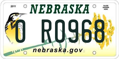 NE license plate 0R0968