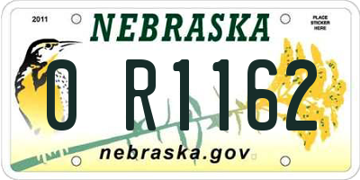 NE license plate 0R1162