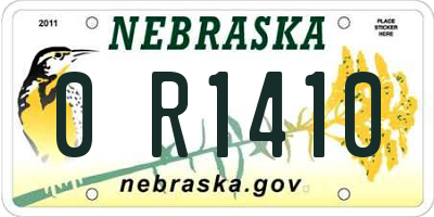 NE license plate 0R1410