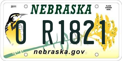 NE license plate 0R1821